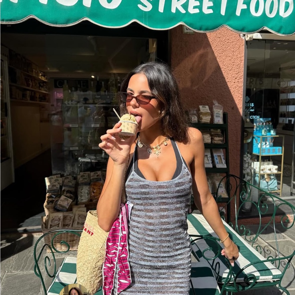 Zara Metallic Thread Stripe Dress